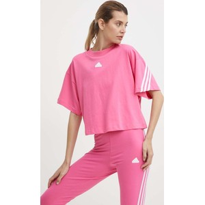 Różowa bluzka Adidas z bawełny w sportowym stylu