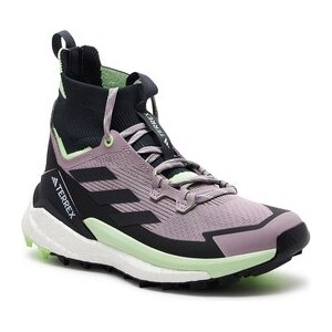 Fioletowe buty trekkingowe Adidas sznurowane z płaską podeszwą