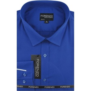 Niebieska koszula Forenzo z tkaniny z długim rękawem