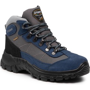 Granatowe buty trekkingowe Grisport z płaską podeszwą sznurowane
