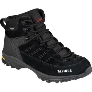 Czarne buty trekkingowe Alpinus z zamszu sznurowane z płaską podeszwą