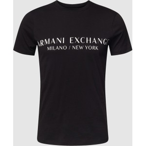 Czarny t-shirt Armani Exchange z krótkim rękawem z bawełny w młodzieżowym stylu
