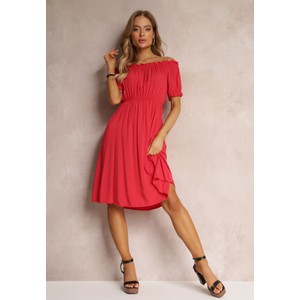 Czerwona sukienka Renee z krótkim rękawem midi