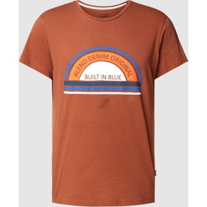 Brązowy t-shirt Blend z krótkim rękawem z nadrukiem w młodzieżowym stylu