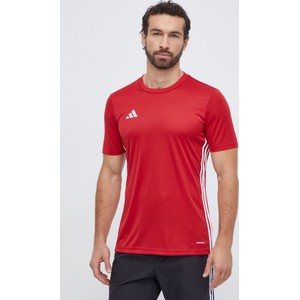 Czerwony t-shirt Adidas Performance w sportowym stylu z krótkim rękawem