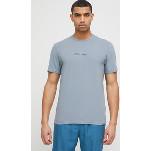 Niebieski t-shirt Calvin Klein Underwear z nadrukiem z krótkim rękawem