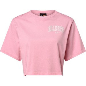 Różowa bluzka Ellesse w sportowym stylu z krótkim rękawem z okrągłym dekoltem