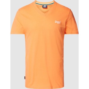 Pomarańczowy t-shirt Superdry w stylu casual z bawełny z krótkim rękawem