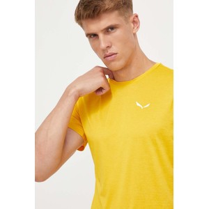 Żółty t-shirt Salewa w stylu casual z krótkim rękawem
