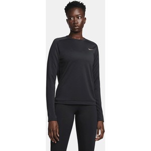 Czarna bluzka Nike w sportowym stylu z długim rękawem z tkaniny