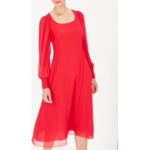 Czerwona sukienka POTIS & VERSO z długim rękawem z tkaniny