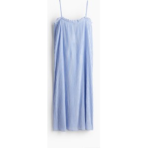 Niebieska sukienka H & M z tkaniny z okrągłym dekoltem na ramiączkach