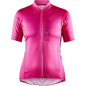 Różowa bluzka Craft z golfem z krótkim rękawem