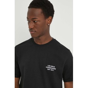 Czarny t-shirt Les Deux z krótkim rękawem w młodzieżowym stylu z nadrukiem