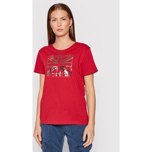 Czerwony t-shirt Pepe Jeans w młodzieżowym stylu