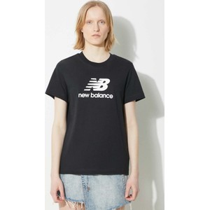 Czarny t-shirt New Balance z krótkim rękawem z bawełny