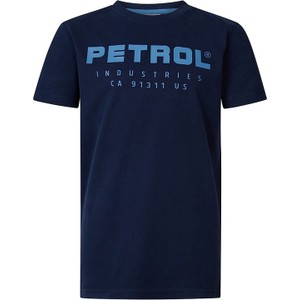 Granatowa koszulka dziecięca Petrol dla chłopców z bawełny