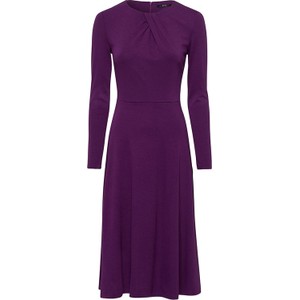 Fioletowa sukienka Zero z okrągłym dekoltem w stylu casual z długim rękawem