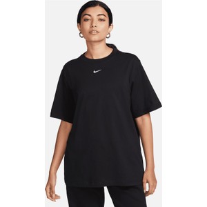 Czarny t-shirt Nike z bawełny w sportowym stylu z okrągłym dekoltem