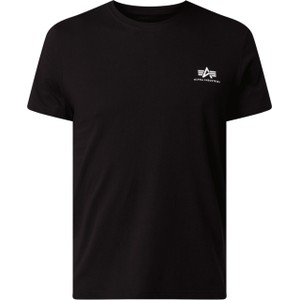 Czarny t-shirt Alpha Industries w stylu casual z bawełny z nadrukiem