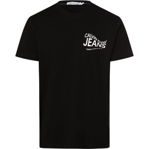 Czarny t-shirt Calvin Klein z nadrukiem z bawełny z krótkim rękawem