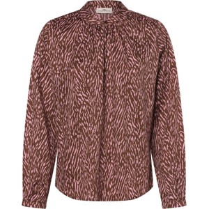Brązowa bluzka Fynch Hatton z długim rękawem z bawełny z dekoltem w kształcie litery v