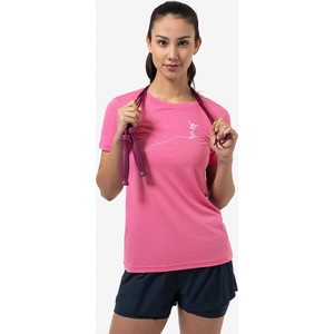 Różowa bluzka super.natural z wełny z okrągłym dekoltem w sportowym stylu