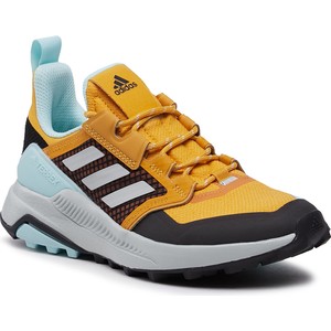 Żółte buty trekkingowe Adidas z płaską podeszwą