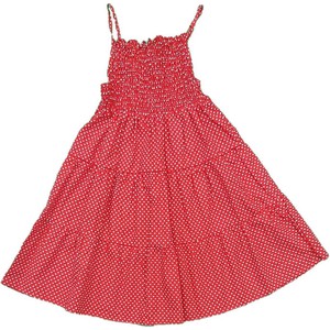 Czerwona sukienka dziewczęca Deux Ans De Vacances z bawełny w groszki