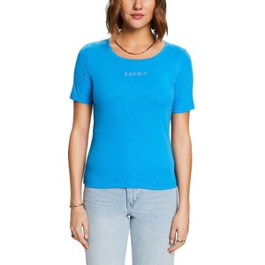 Niebieski t-shirt Esprit w stylu casual z bawełny