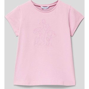 Różowa bluzka dziecięca Mayoral z krótkim rękawem z bawełny