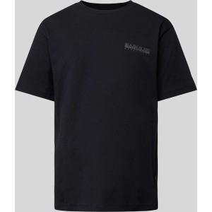 Czarny t-shirt Napapijri z nadrukiem z krótkim rękawem