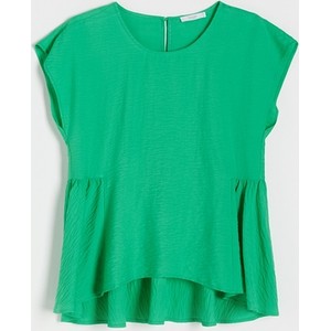 Zielony t-shirt Reserved z krótkim rękawem z okrągłym dekoltem
