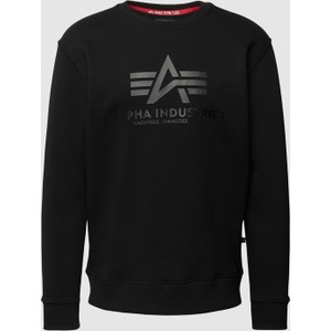 Czarna bluza Alpha Industries z bawełny w młodzieżowym stylu z nadrukiem