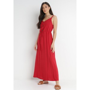 Czerwona sukienka born2be z dekoltem w kształcie litery v w stylu casual na ramiączkach