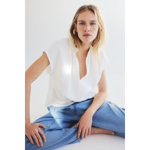 Bluzka H & M z bawełny z krótkim rękawem z okrągłym dekoltem