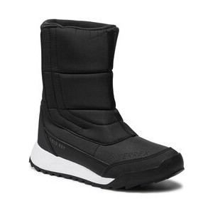 Czarne śniegowce Adidas z płaską podeszwą sznurowane