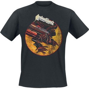Granatowy t-shirt Judas Priest z bawełny z krótkim rękawem