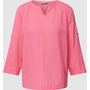 Różowa bluzka Peek&Cloppenburg w stylu casual z dekoltem w kształcie litery v z bawełny
