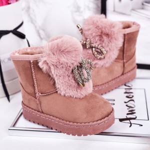 Różowe buty dziecięce zimowe Butymodne dla dziewczynek
