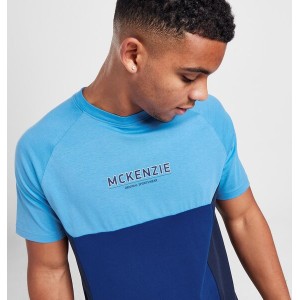 Niebieski t-shirt Mckenzie w młodzieżowym stylu z krótkim rękawem