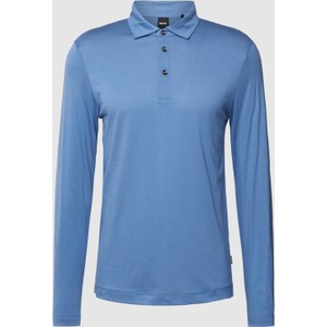 Niebieska koszulka polo Hugo Boss z bawełny z długim rękawem