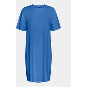 Niebieska sukienka Pieces prosta z krótkim rękawem mini