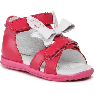 Różowe buty dziecięce letnie Bartek na rzepy dla dziewczynek ze skóry
