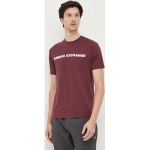 Czerwony t-shirt Armani Exchange z bawełny
