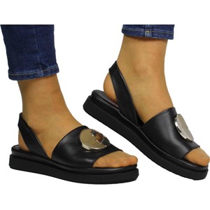 Czarne sandały Venezia z płaską podeszwą w stylu casual