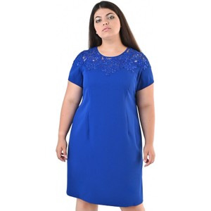 Niebieska sukienka Fokus z okrągłym dekoltem mini
