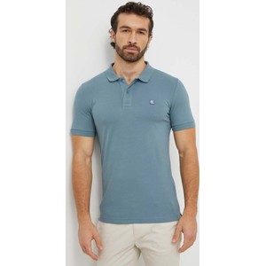 Niebieska koszulka polo Calvin Klein w stylu casual z krótkim rękawem