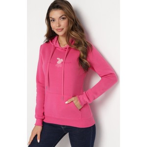 Różowa bluza born2be w młodzieżowym stylu z kapturem
