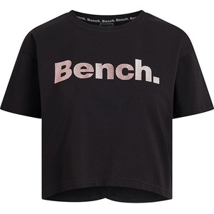 Czarny t-shirt Bench w młodzieżowym stylu z okrągłym dekoltem z bawełny